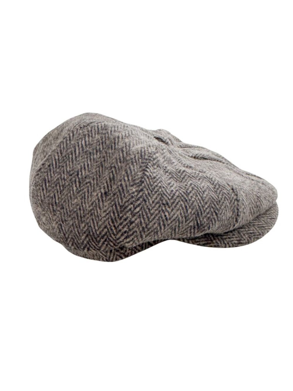 Classic Herringbone Newsboy Cap Grey Tweed Flat Hat OS